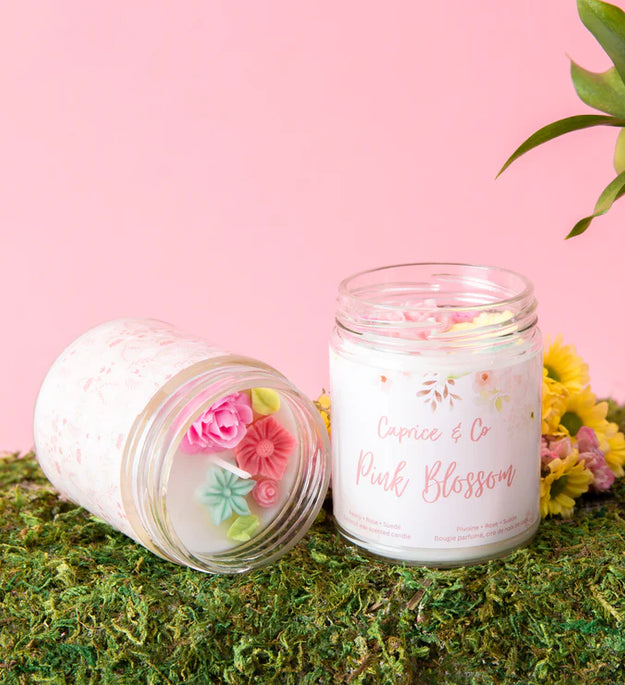 Pink Blossom Candle - Peony + Rose + Suede