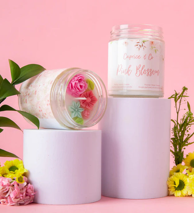 Pink Blossom Candle - Peony + Rose + Suede